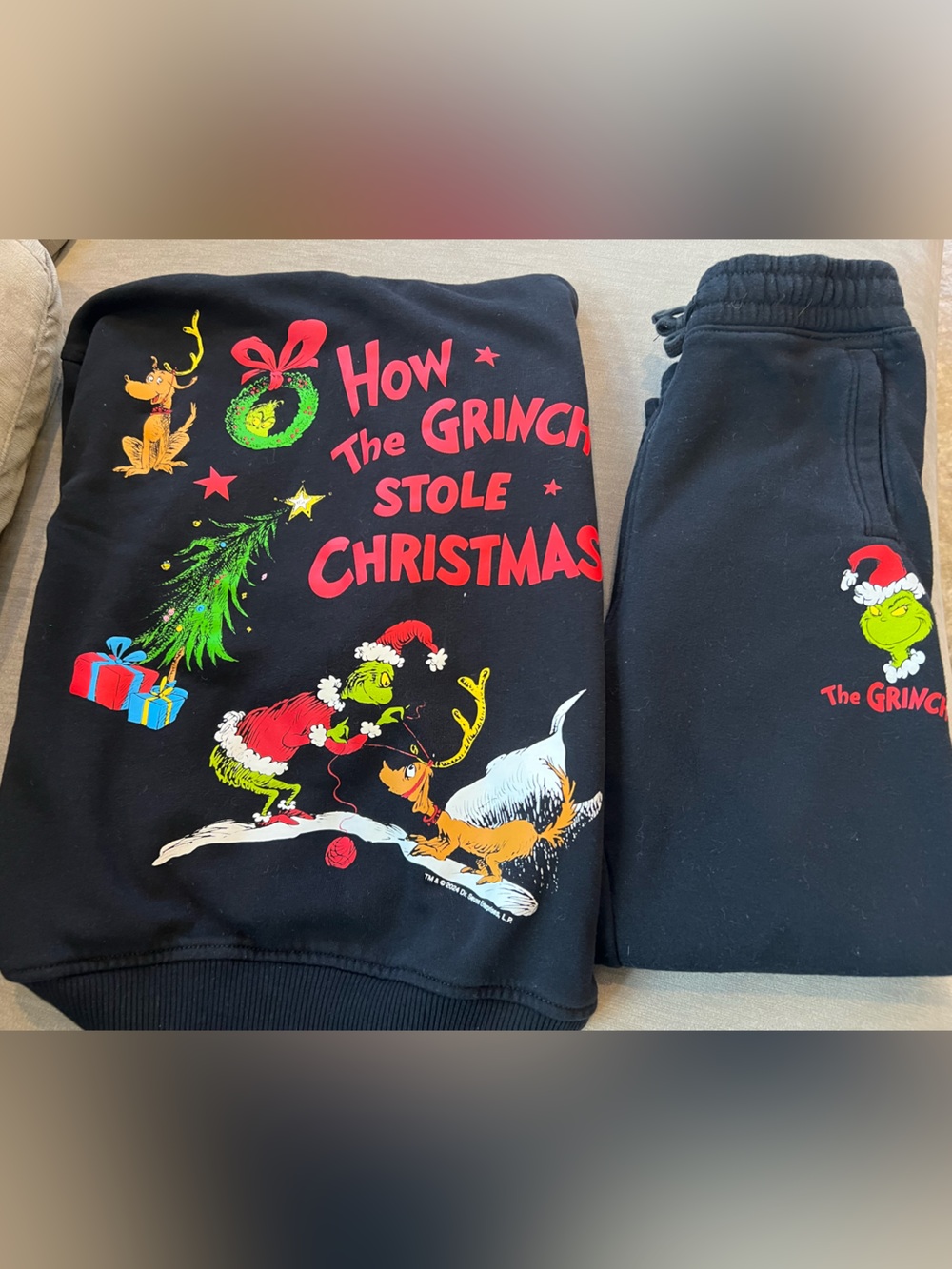 Abercrombie kids’ Black Grinch Christmas Sweatshirt & Joggers Set